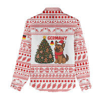 Germany Christmas Women Casual Shirt with German Shepherd Dog Gingerbread Tree and Red Holiday Pattern - Wonder Print Shop