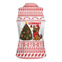 Germany Christmas Women Sleeveless Polo Shirt with German Shepherd Dog Gingerbread Tree and Red Holiday Pattern - Wonder Print Shop