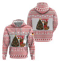 Germany Christmas Zip Hoodie with German Shepherd Dog Gingerbread Tree and Red Holiday Pattern - Wonder Print Shop
