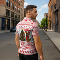 Germany Christmas Zipper Polo Shirt with German Shepherd Dog Gingerbread Tree and Red Holiday Pattern - Wonder Print Shop
