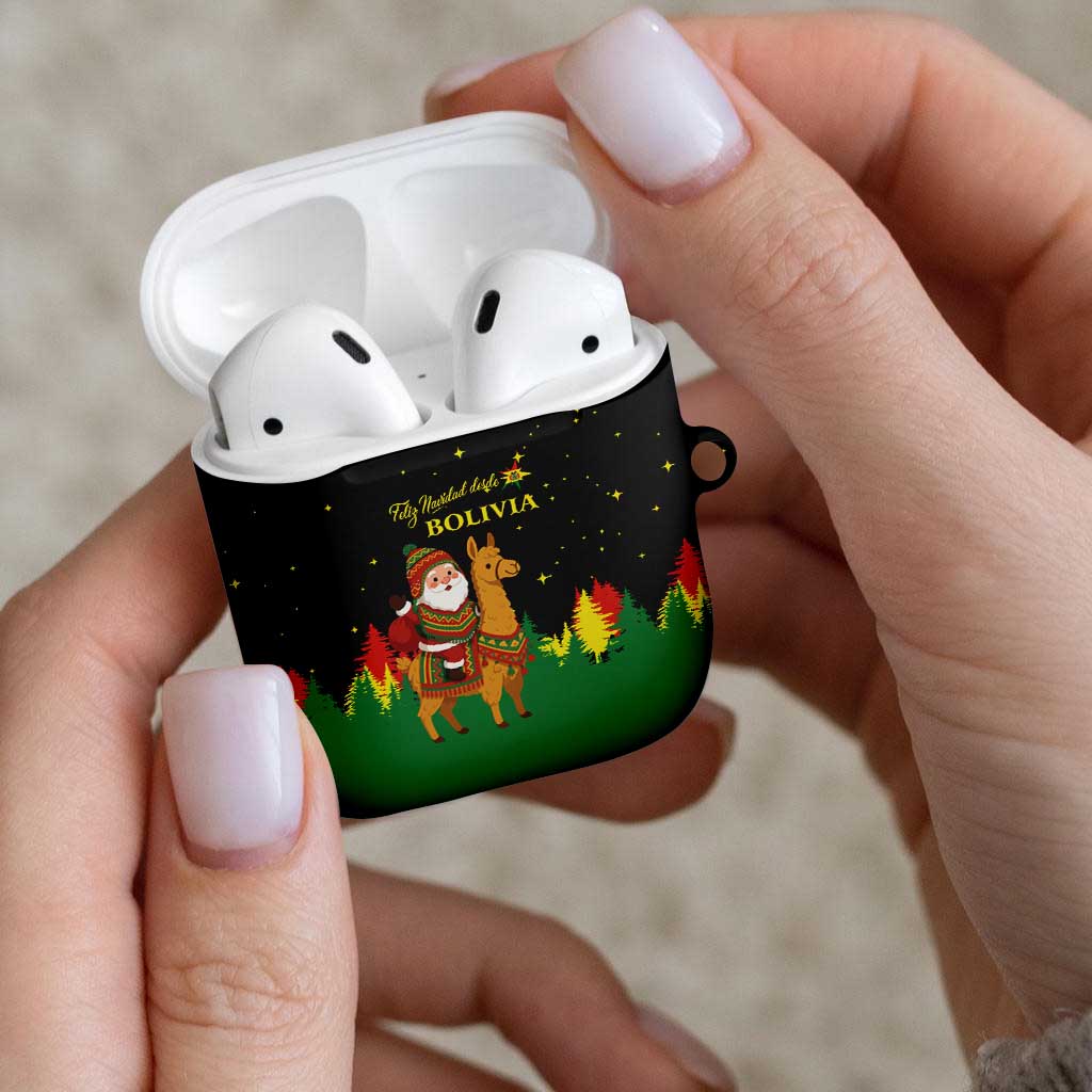 Bolivia Christmas AirPods Case with Santa Claus Llama Andean Outfit and Festive Tree Design - Wonder Print Shop
