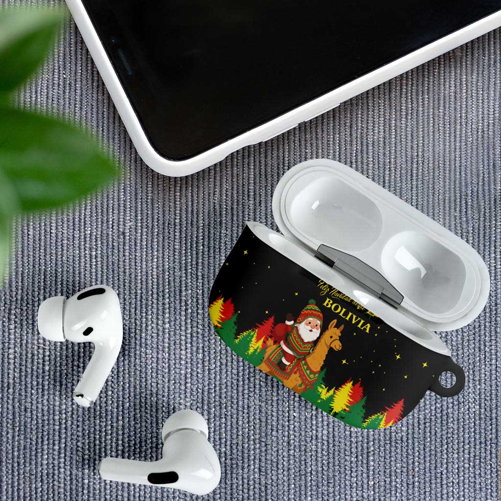 Bolivia Christmas AirPods Case with Santa Claus Llama Andean Outfit and Festive Tree Design - Wonder Print Shop