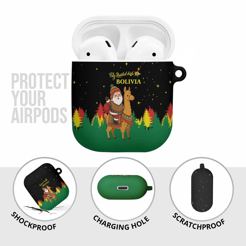 Bolivia Christmas AirPods Case with Santa Claus Llama Andean Outfit and Festive Tree Design - Wonder Print Shop
