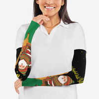 Bolivia Christmas Arm Sleeves with Santa Claus Llama Andean Outfit and Festive Tree Design - Wonder Print Shop