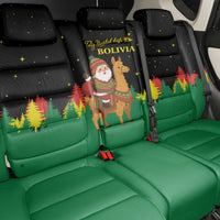 Bolivia Christmas Back Car Seat Cover with Santa Claus Llama Andean Outfit and Festive Tree Design - Wonder Print Shop