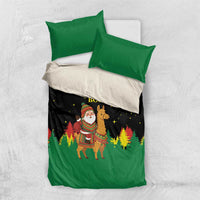 Bolivia Christmas Bedding Set with Santa Claus Llama Andean Outfit and Festive Tree Design - Wonder Print Shop
