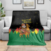 Bolivia Christmas Blanket with Santa Claus Llama Andean Outfit and Festive Tree Design - Wonder Print Shop