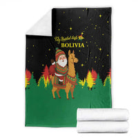 Bolivia Christmas Blanket with Santa Claus Llama Andean Outfit and Festive Tree Design - Wonder Print Shop