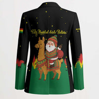 Bolivia Christmas Blazer with Santa Claus Llama Andean Outfit and Festive Tree Design - Wonder Print Shop