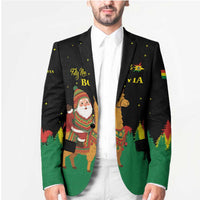 Bolivia Christmas Blazer with Santa Claus Llama Andean Outfit and Festive Tree Design - Wonder Print Shop