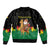 Bolivia Christmas Bomber Jacket with Santa Claus Llama Andean Outfit and Festive Tree Design - Wonder Print Shop