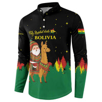 Bolivia Christmas Button Sweatshirt with Santa Claus Llama Andean Outfit and Festive Tree Design - Wonder Print Shop