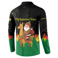 Bolivia Christmas Button Sweatshirt with Santa Claus Llama Andean Outfit and Festive Tree Design - Wonder Print Shop