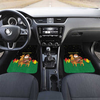 Bolivia Christmas Car Mats with Santa Claus Llama Andean Outfit and Festive Tree Design - Wonder Print Shop