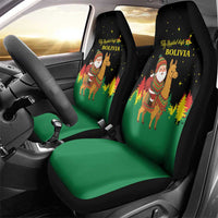 Bolivia Christmas Car Seat Cover with Santa Claus Llama Andean Outfit and Festive Tree Design - Wonder Print Shop