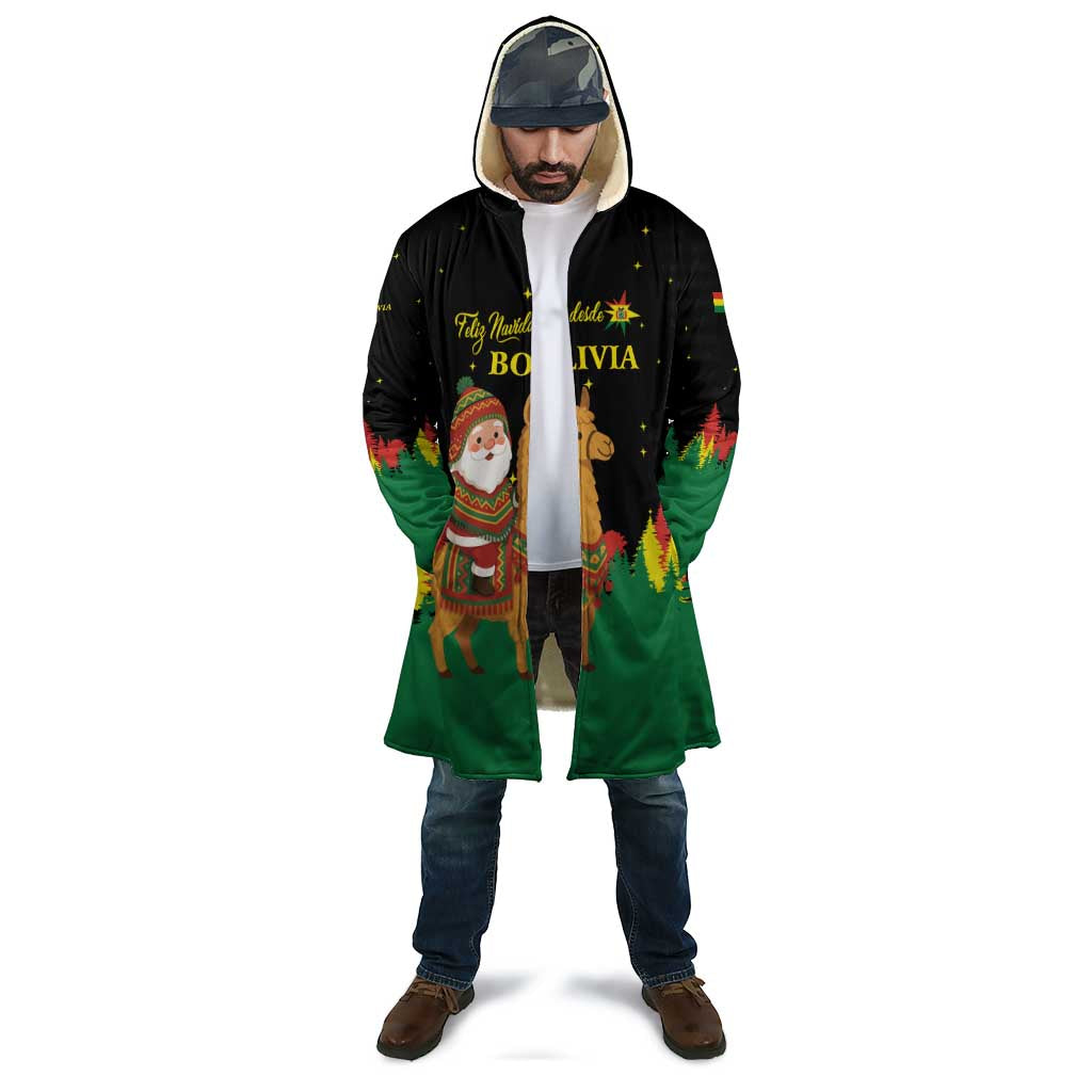 Bolivia Christmas Cloak with Santa Claus Llama Andean Outfit and Festive Tree Design - Wonder Print Shop