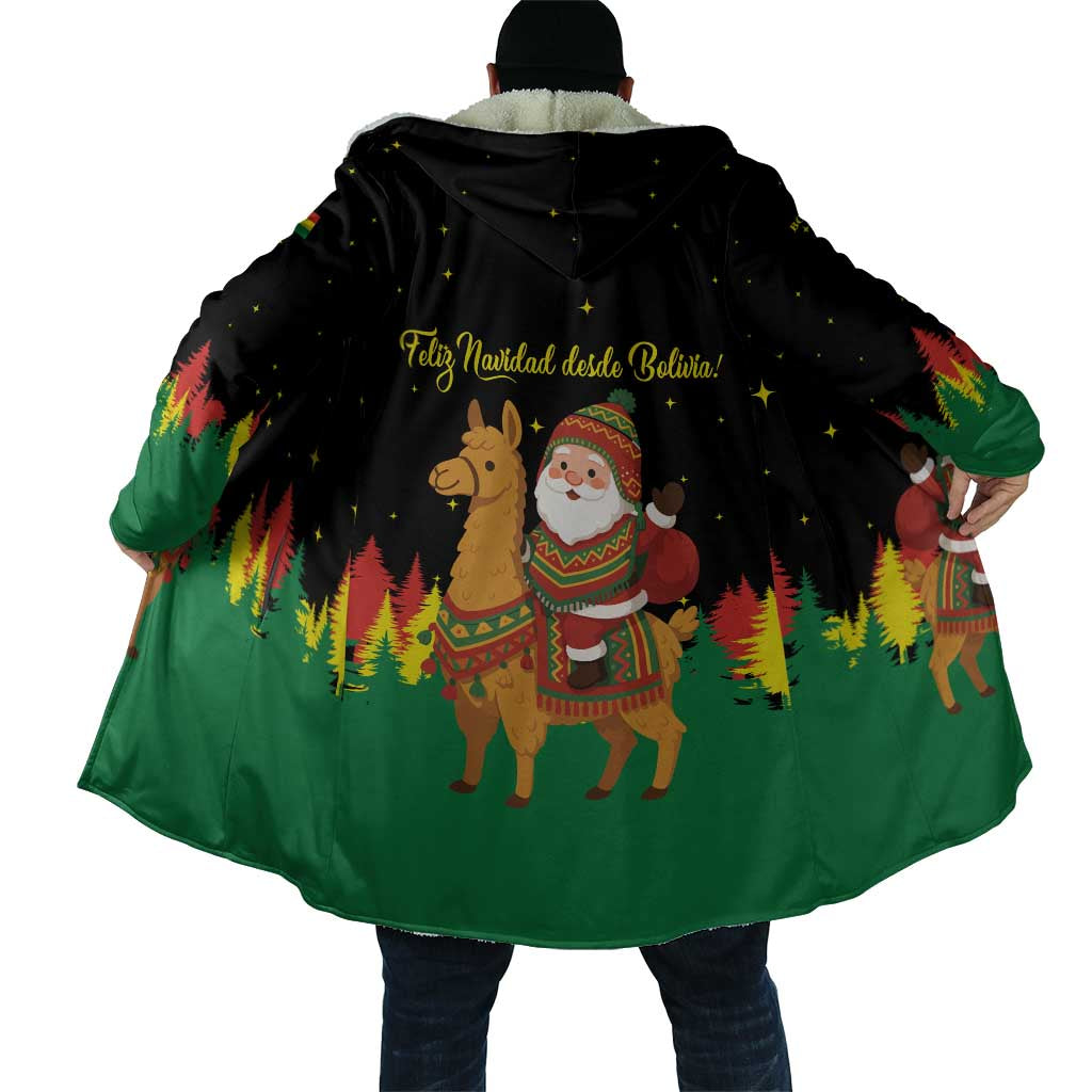 Bolivia Christmas Cloak with Santa Claus Llama Andean Outfit and Festive Tree Design - Wonder Print Shop