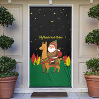 Bolivia Christmas Door Cover with Santa Claus Llama Andean Outfit and Festive Tree Design - Wonder Print Shop