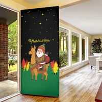 Bolivia Christmas Door Cover with Santa Claus Llama Andean Outfit and Festive Tree Design - Wonder Print Shop