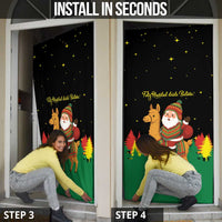 Bolivia Christmas Door Cover with Santa Claus Llama Andean Outfit and Festive Tree Design - Wonder Print Shop
