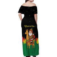Bolivia Christmas Family Matching Off Shoulder Maxi Dress and Hawaiian Shirt with Santa Claus Llama Andean Outfit and Festive Tree Design - Wonder Print Shop