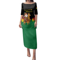 Bolivia Christmas Family Matching Puletasi and Hawaiian Shirt with Santa Claus Llama Andean Outfit and Festive Tree Design - Wonder Print Shop