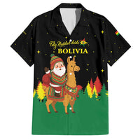 Bolivia Christmas Family Matching Tank Maxi Dress and Hawaiian Shirt with Santa Claus Llama Andean Outfit and Festive Tree Design - Wonder Print Shop