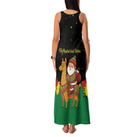 Bolivia Christmas Family Matching Tank Maxi Dress and Hawaiian Shirt with Santa Claus Llama Andean Outfit and Festive Tree Design - Wonder Print Shop