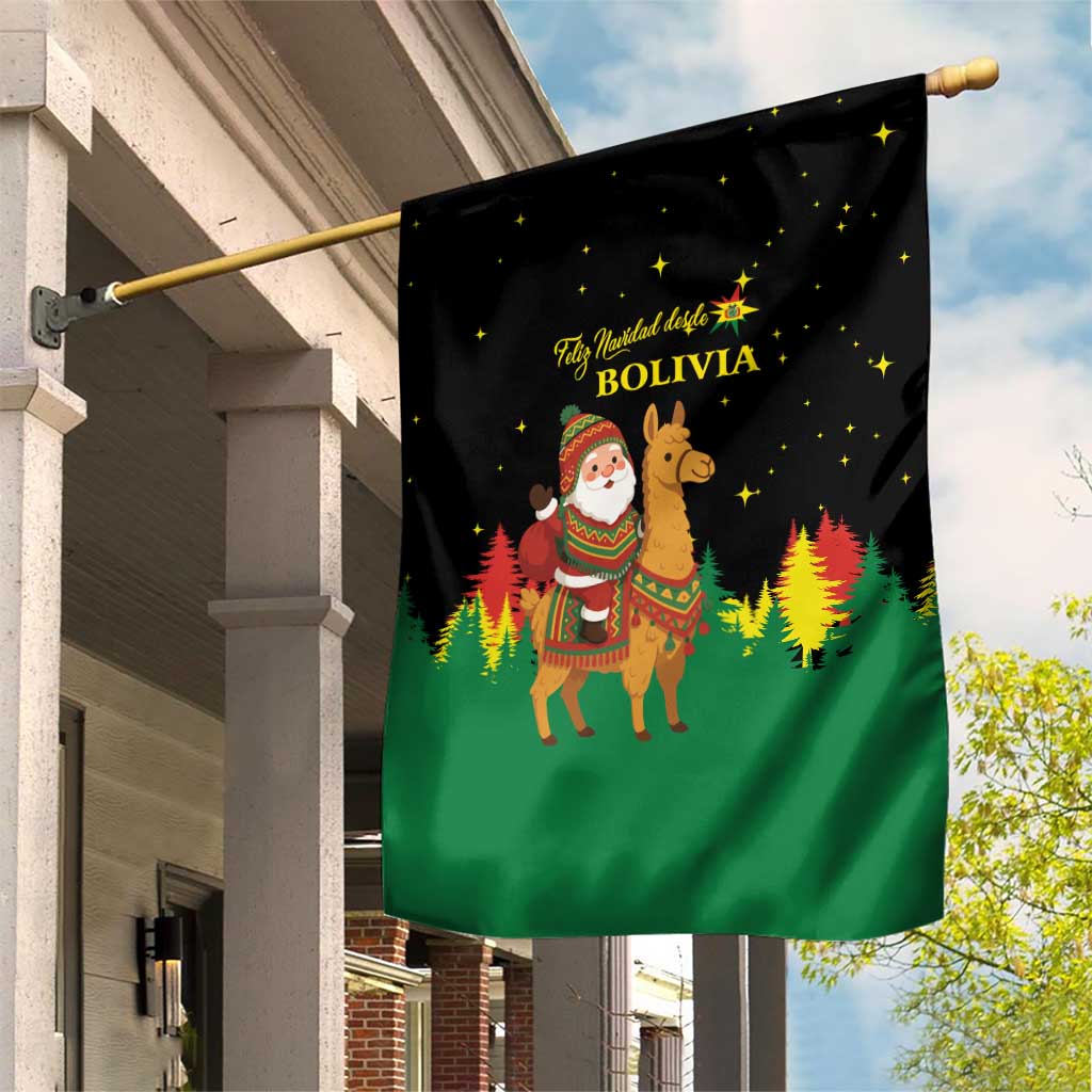 Bolivia Christmas Garden Flag with Santa Claus Llama Andean Outfit and Festive Tree Design - Wonder Print Shop