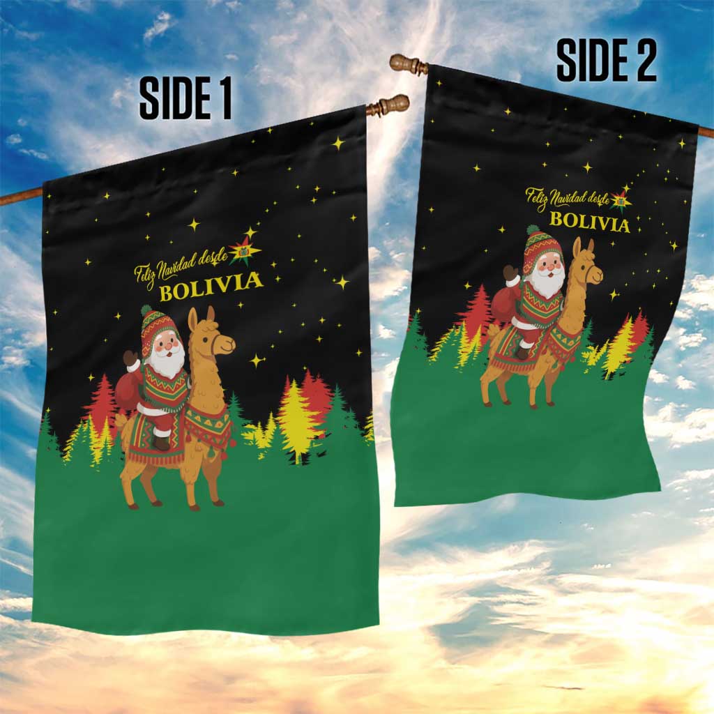 Bolivia Christmas Garden Flag with Santa Claus Llama Andean Outfit and Festive Tree Design - Wonder Print Shop