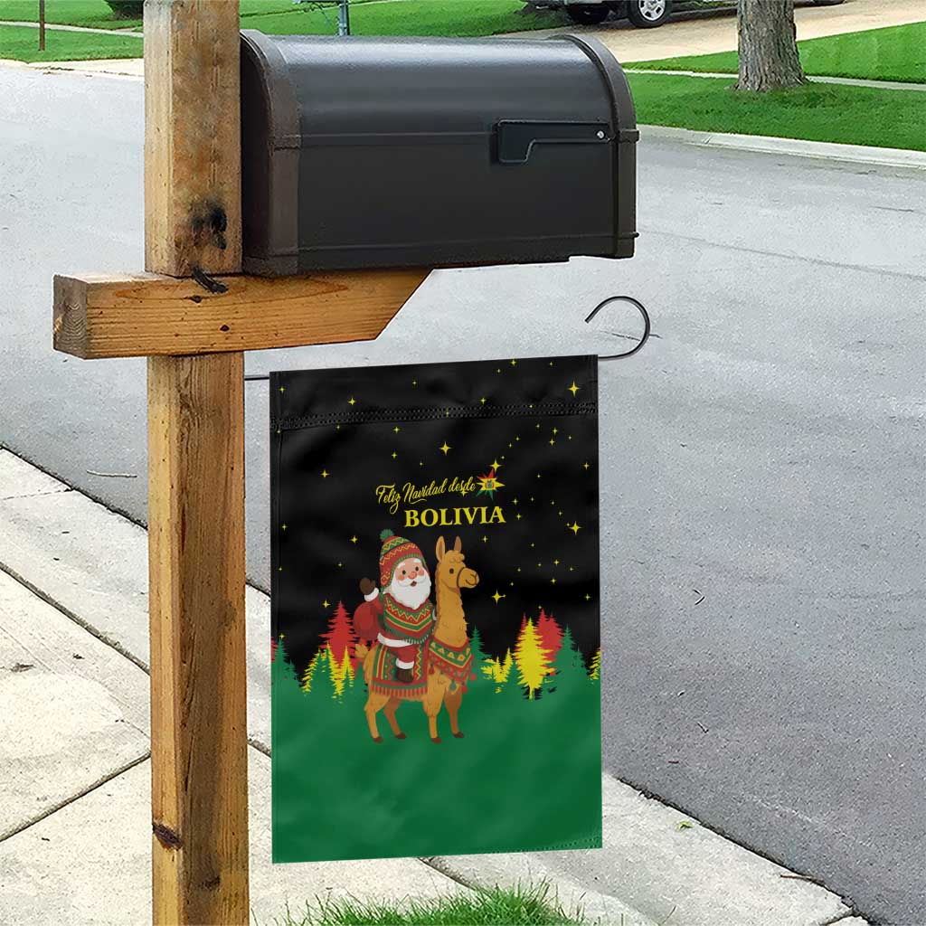 Bolivia Christmas Garden Flag with Santa Claus Llama Andean Outfit and Festive Tree Design - Wonder Print Shop