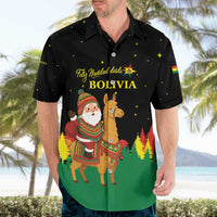 Bolivia Christmas Hawaiian Shirt with Santa Claus Llama Andean Outfit and Festive Tree Design - Wonder Print Shop