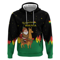 Bolivia Christmas Hoodie with Santa Claus Llama Andean Outfit and Festive Tree Design - Wonder Print Shop