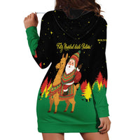 Bolivia Christmas Hoodie Dress with Santa Claus Llama Andean Outfit and Festive Tree Design - Wonder Print Shop
