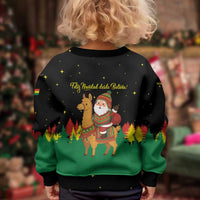 Bolivia Christmas Kid Ugly Christmas Sweater with Santa Claus Llama Andean Outfit and Festive Tree Design - Wonder Print Shop