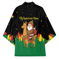 Bolivia Christmas Kimono with Santa Claus Llama Andean Outfit and Festive Tree Design - Wonder Print Shop