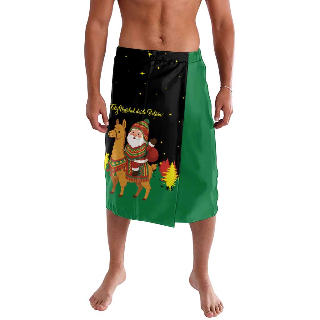 Bolivia Christmas Lavalava with Santa Claus Llama Andean Outfit and Festive Tree Design - Wonder Print Shop