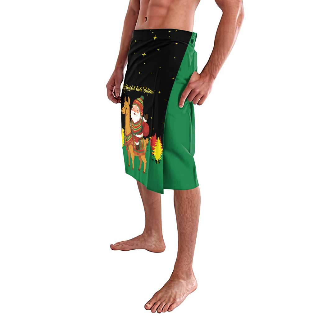 Bolivia Christmas Lavalava with Santa Claus Llama Andean Outfit and Festive Tree Design - Wonder Print Shop