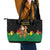 Bolivia Christmas Leather Tote Bag with Santa Claus Llama Andean Outfit and Festive Tree Design - Wonder Print Shop