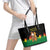 Bolivia Christmas Leather Tote Bag with Santa Claus Llama Andean Outfit and Festive Tree Design - Wonder Print Shop