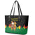 Bolivia Christmas Leather Tote Bag with Santa Claus Llama Andean Outfit and Festive Tree Design - Wonder Print Shop