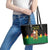 Bolivia Christmas Leather Tote Bag with Santa Claus Llama Andean Outfit and Festive Tree Design - Wonder Print Shop