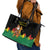 Bolivia Christmas Leather Tote Bag with Santa Claus Llama Andean Outfit and Festive Tree Design - Wonder Print Shop
