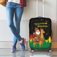 Bolivia Christmas Luggage Cover with Santa Claus Llama Andean Outfit and Festive Tree Design - Wonder Print Shop