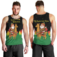 Bolivia Christmas Men Tank Top with Santa Claus Llama Andean Outfit and Festive Tree Design - Wonder Print Shop