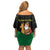 Bolivia Christmas Off Shoulder Short Dress with Santa Claus Llama Andean Outfit and Festive Tree Design - Wonder Print Shop