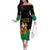 Bolivia Christmas Off The Shoulder Long Sleeve Dress with Santa Claus Llama Andean Outfit and Festive Tree Design - Wonder Print Shop