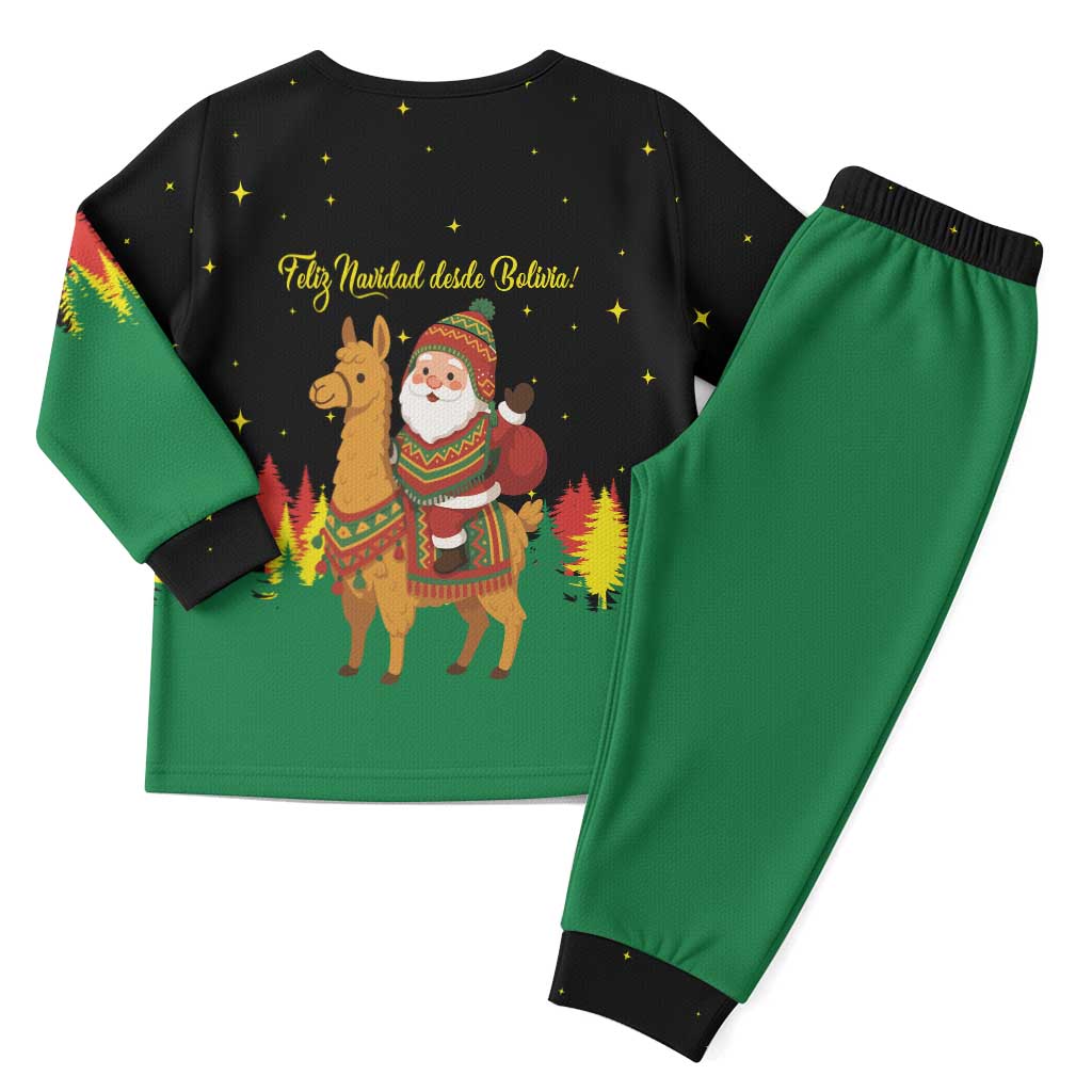 Bolivia Christmas Pajama Set with Santa Claus Llama Andean Outfit and Festive Tree Design - Wonder Print Shop