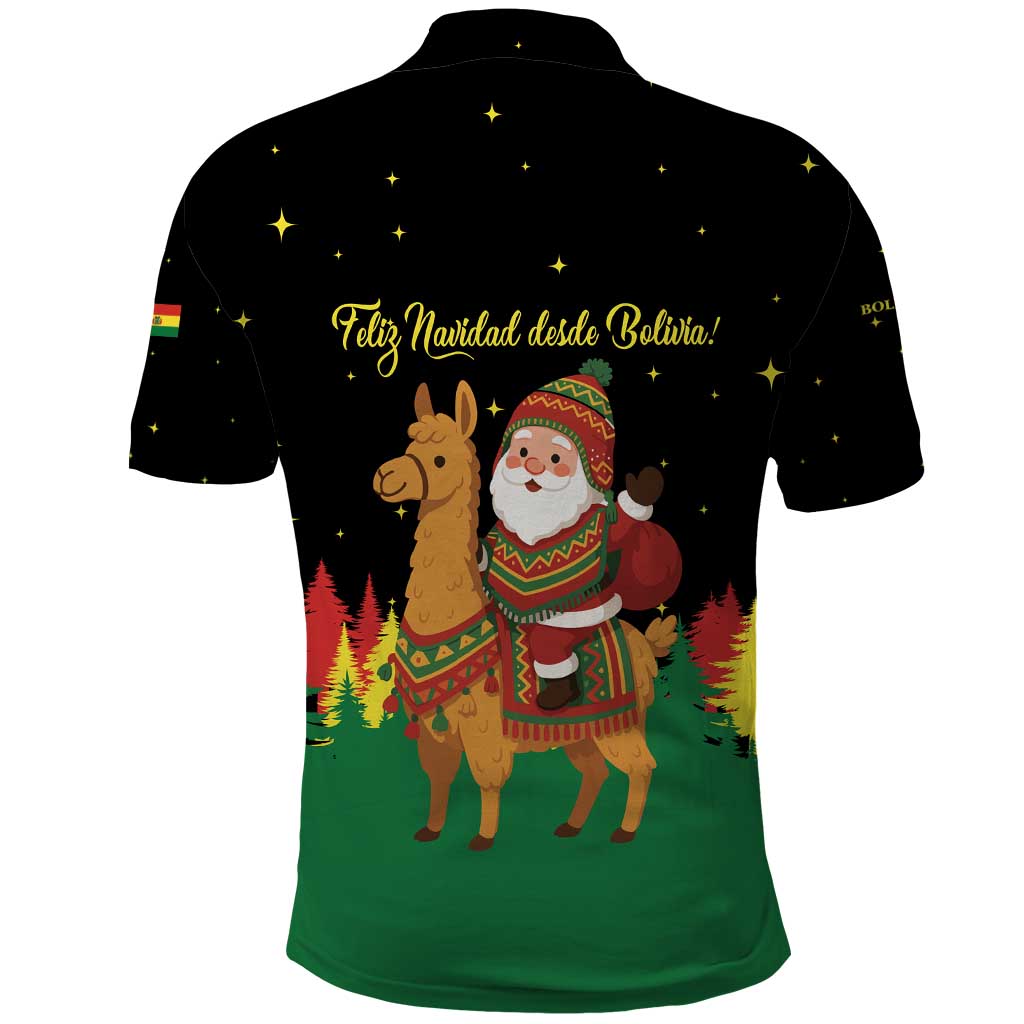 Bolivia Christmas Polo Shirt with Santa Claus Llama Andean Outfit and Festive Tree Design - Wonder Print Shop