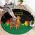 Bolivia Christmas Round Carpet with Santa Claus Llama Andean Outfit and Festive Tree Design - Wonder Print Shop